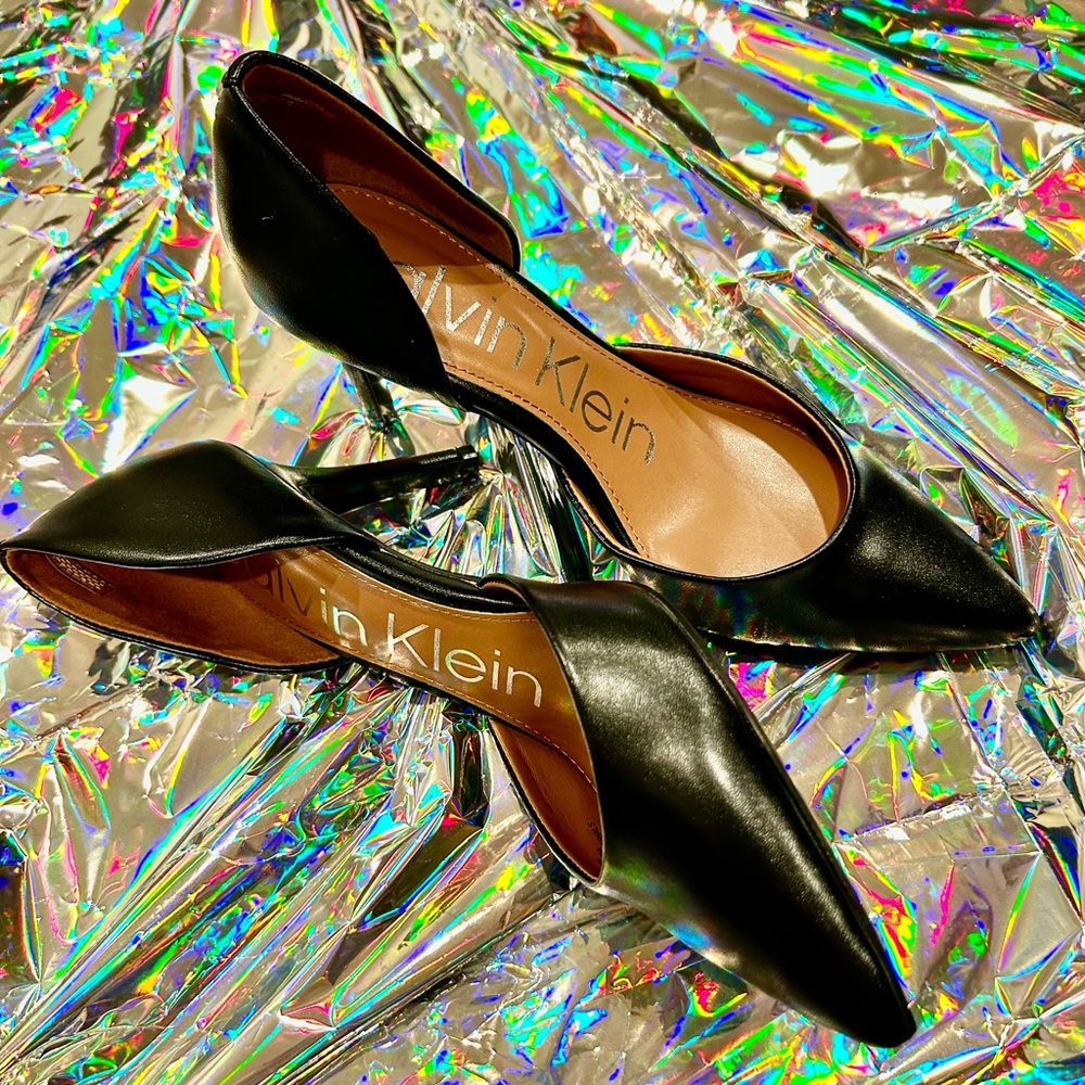 Black Calvin Klein pointed toe pumps (Gloria d’Orsay Pump)